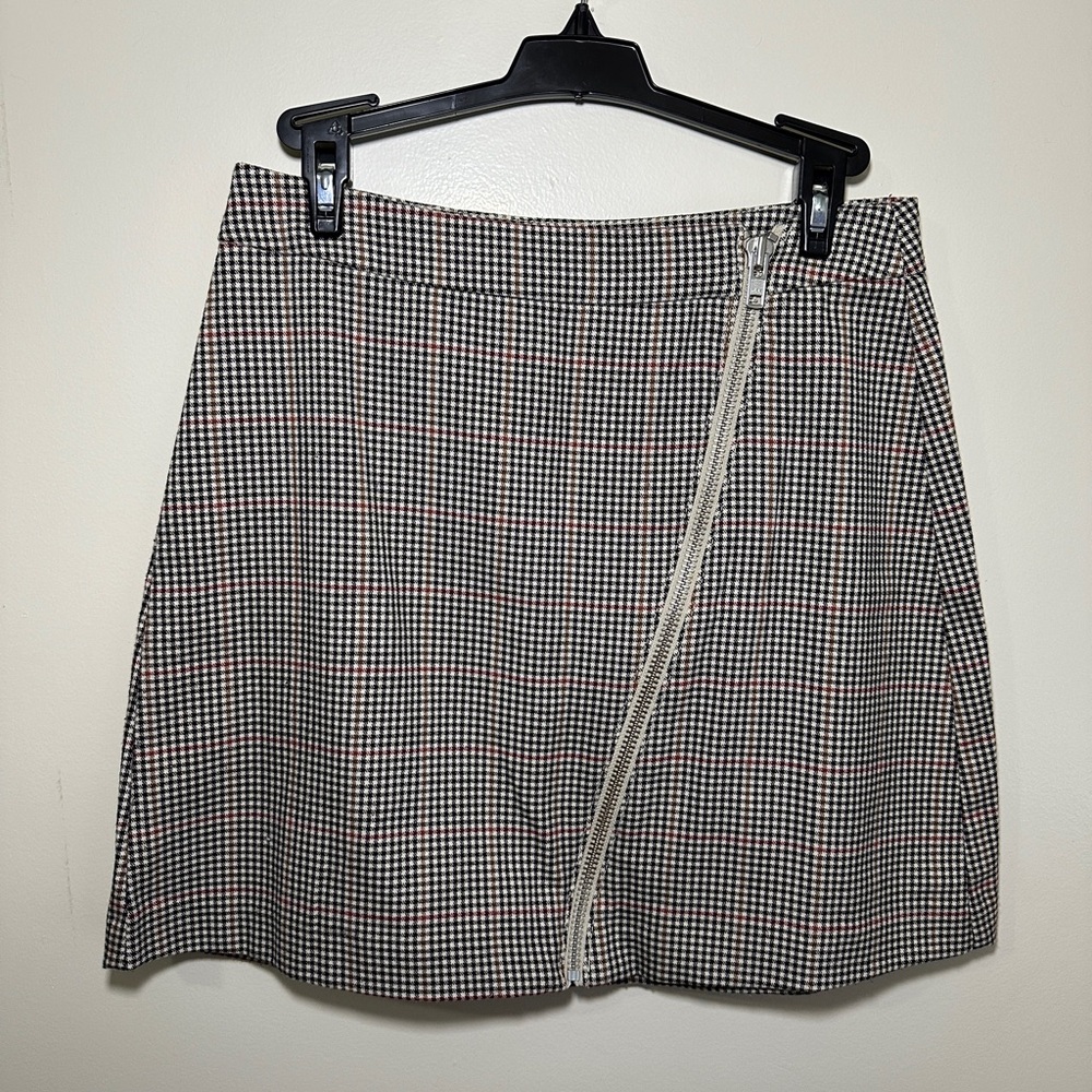 Arizona Jean Co Plaid Diagonal Zipper A-Line Mini Skirt size 7